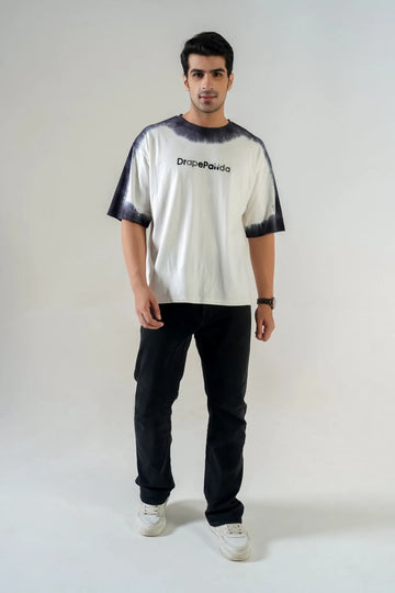 Men's Tie-Dye White & Grey Oversized T-Shirt