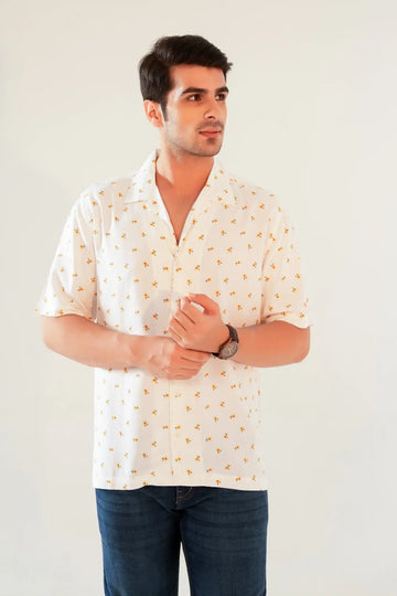 White Floral Oversized Summer Shirt