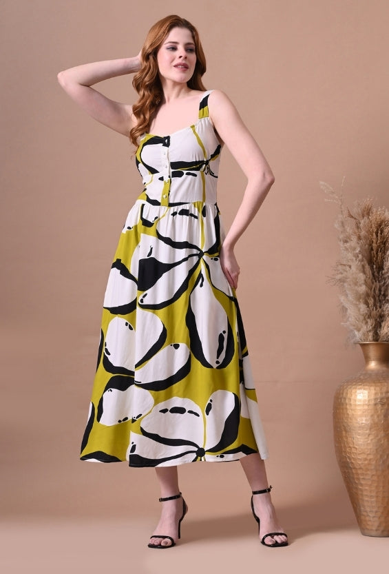 DrapePanda Women's Lime Yellow Women's Printed Mini Dresses | Rayon | Abstract Print DrapePanda Women's Lime Yellow Women's Printed Mini Dresses | Rayon | Abstract Print