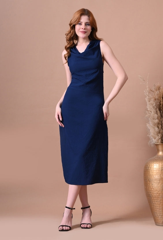 navy dress bodycon DrapePanda Women's Blue Women's Dresses Blue Brocade Choker Dress MasterSku:D4SNPS28 Coat Size:44 XL or a night out