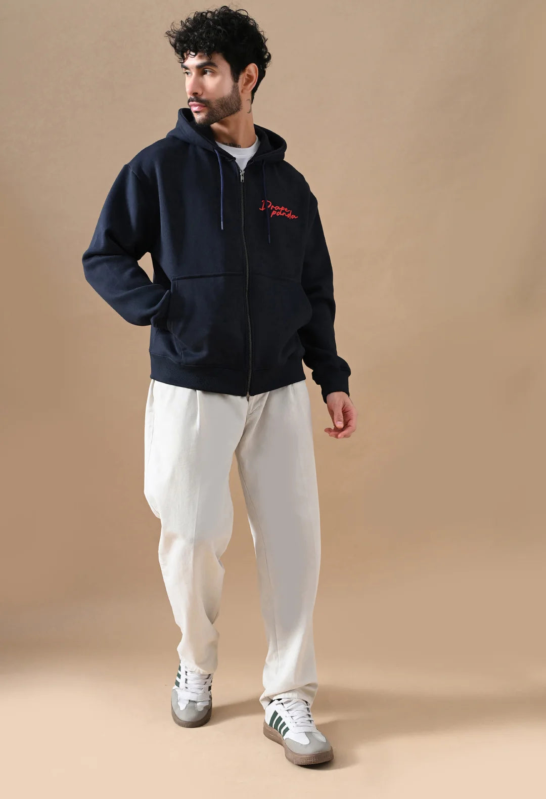 Men's Navy HD Print Zip up Hoodie