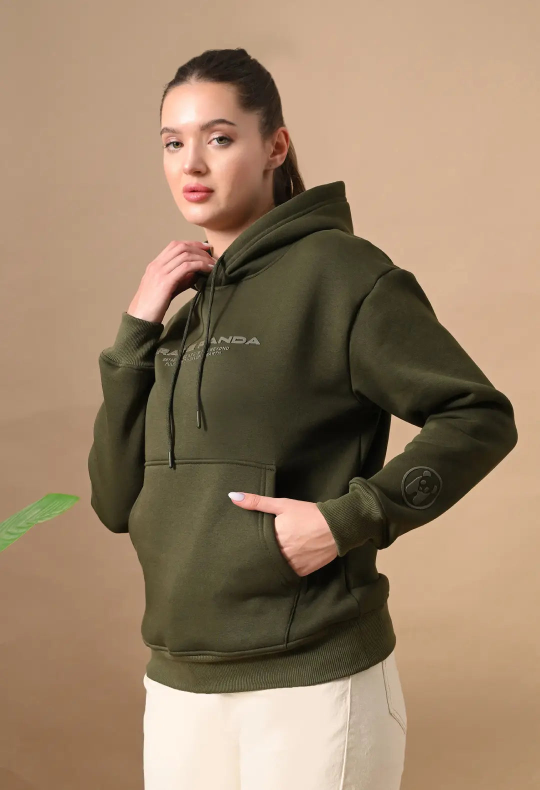 Women's Olive Green tonal Graphic Hoodie