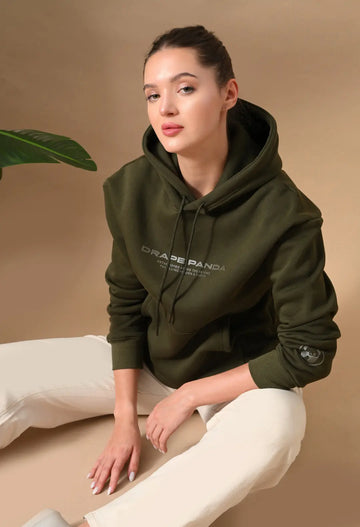 Women's Olive Green tonal Graphic Hoodie