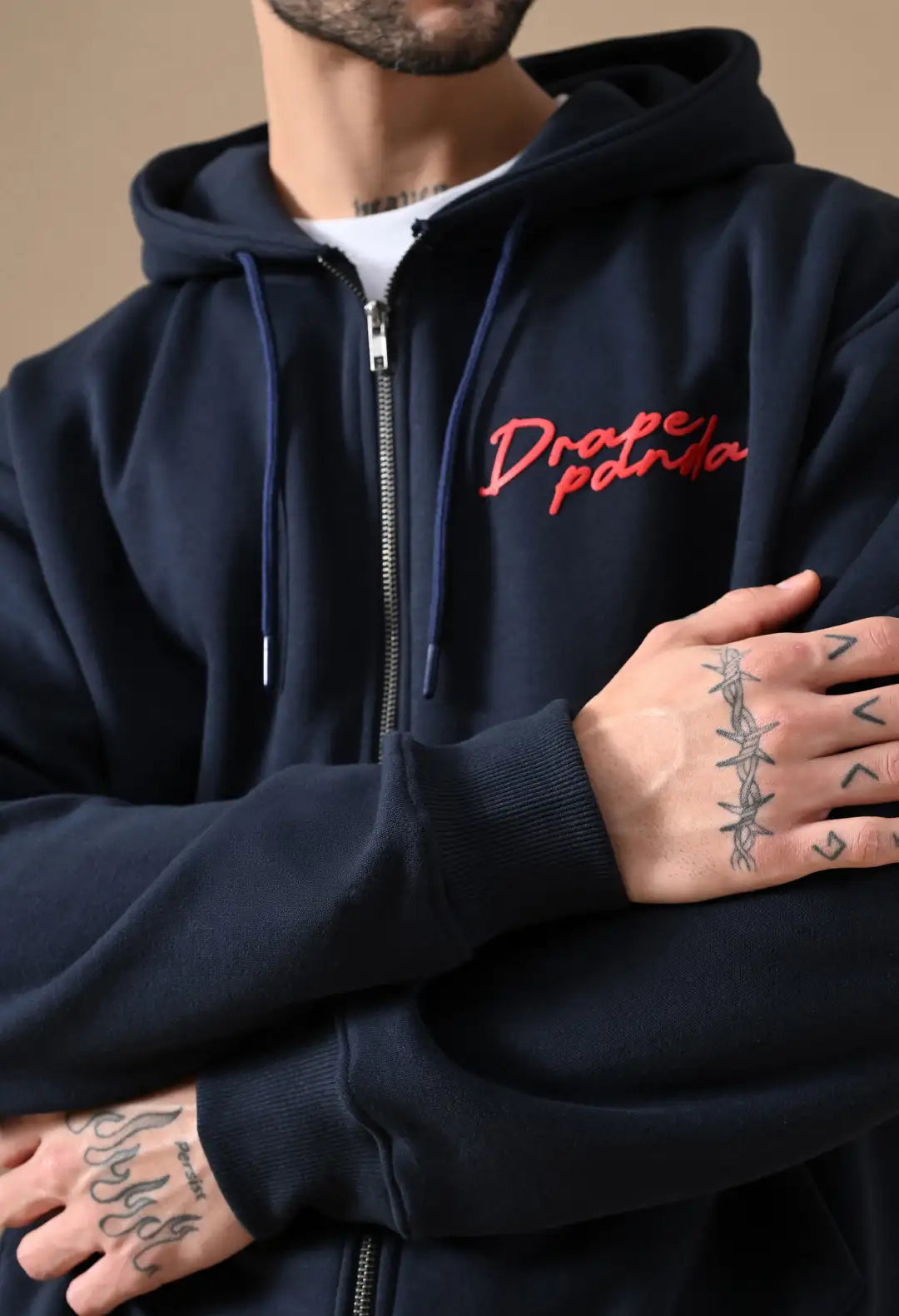 Men's Navy HD Print Zip up Hoodie