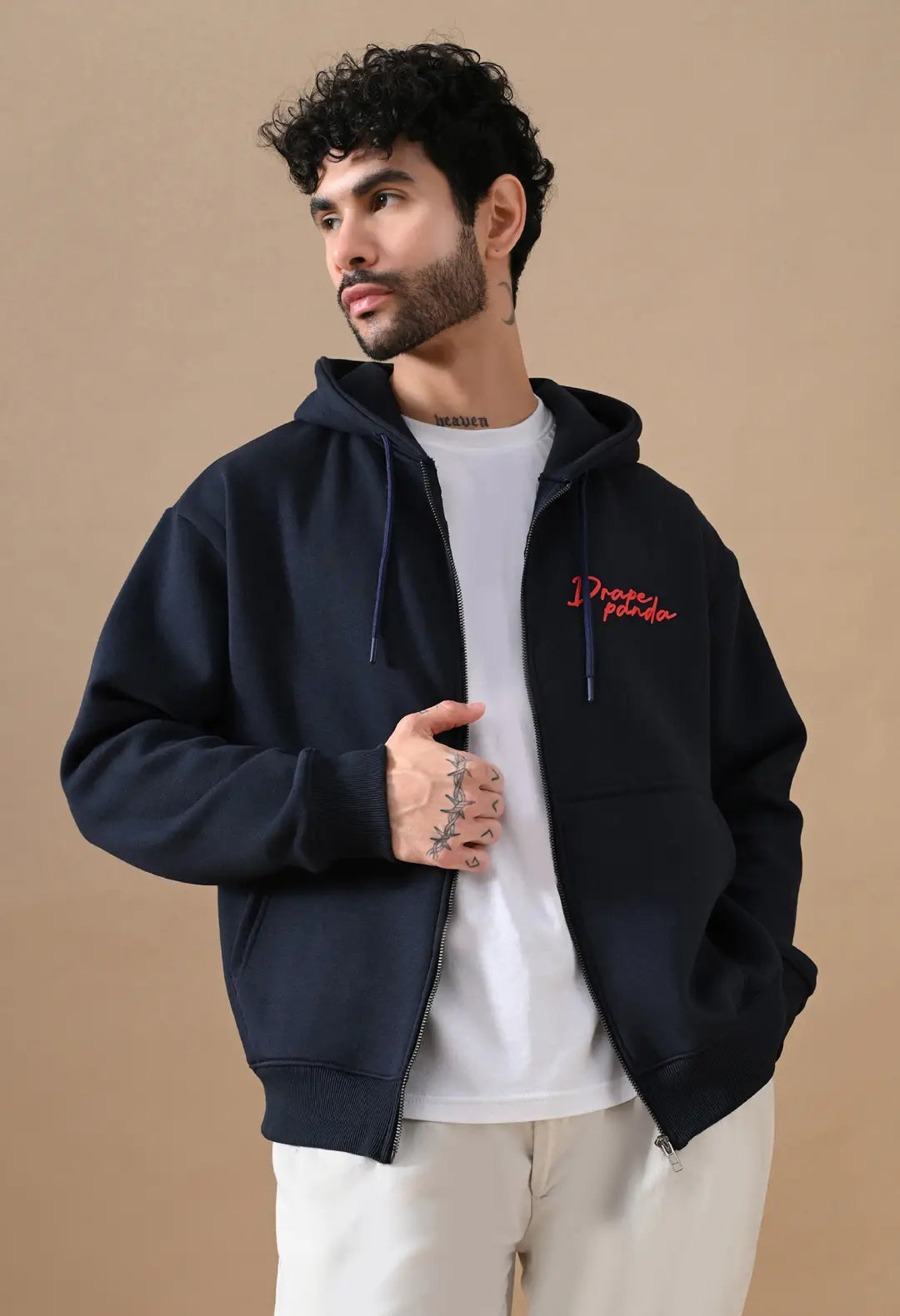 Men's Navy HD Print Zip up Hoodie