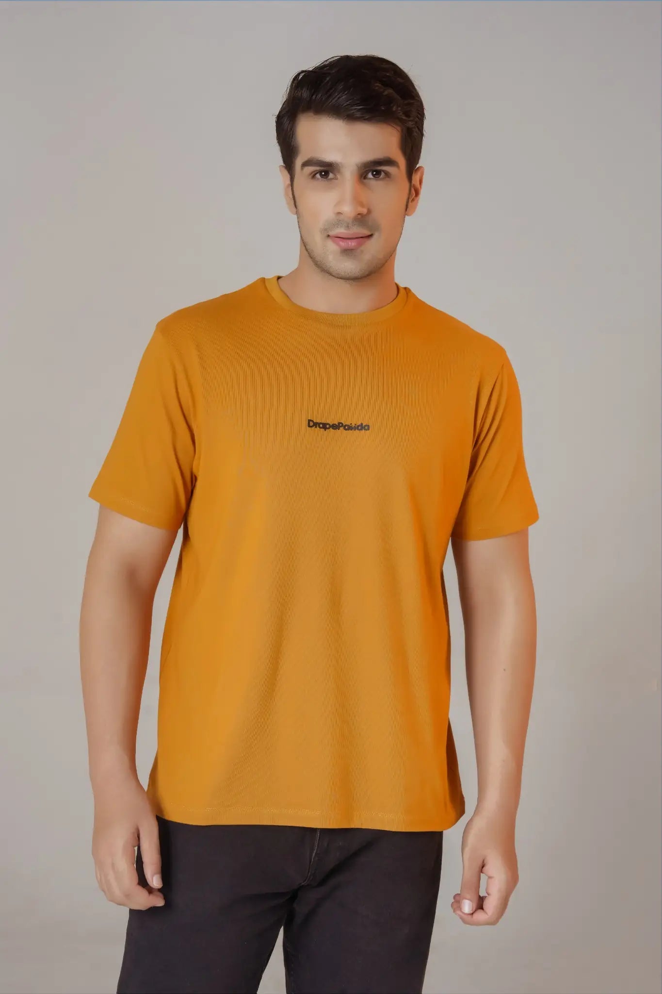 Mustard HD Print Front & Back Print Regular Fit Tee