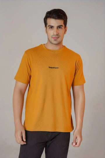 Mustard HD Print Front & Back Print Regular Fit Tee