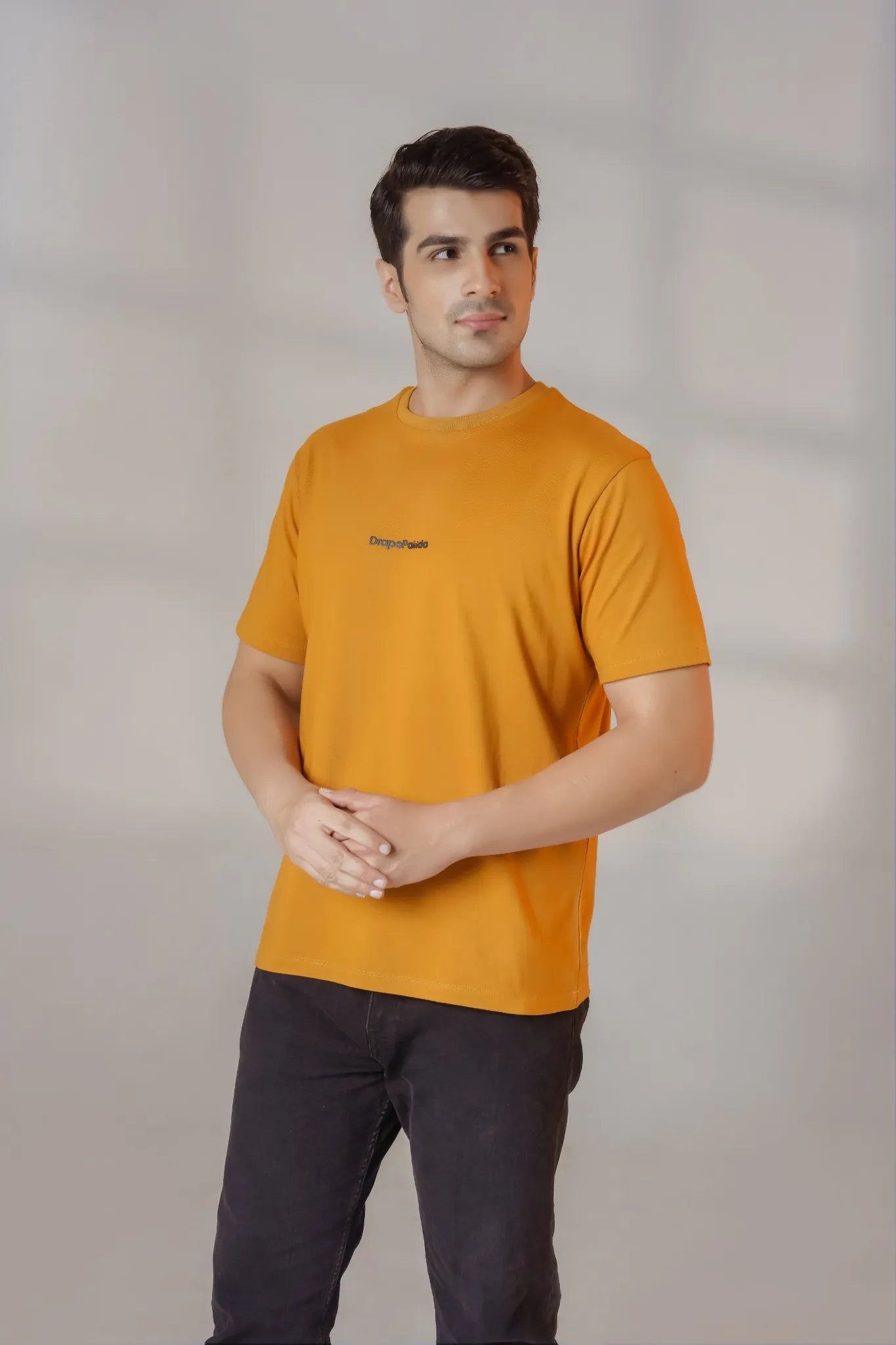 Mustard HD Print Front & Back Print Regular Fit Tee