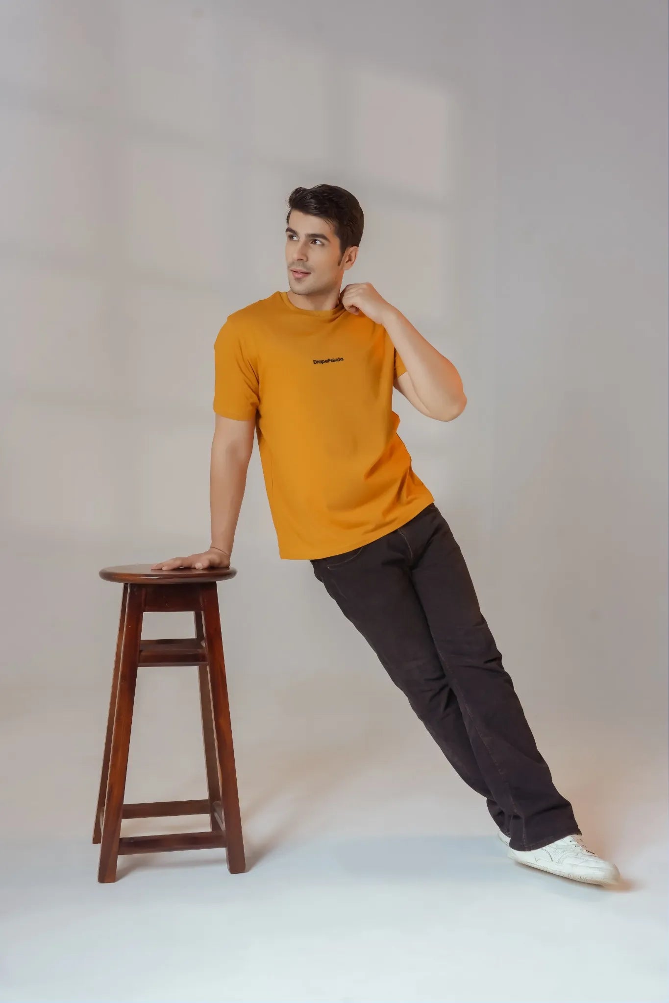 Mustard HD Print Front & Back Print Regular Fit Tee