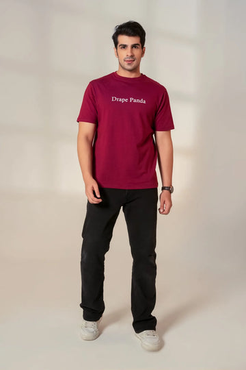 Dark Red HD Print Regular Fit Tee