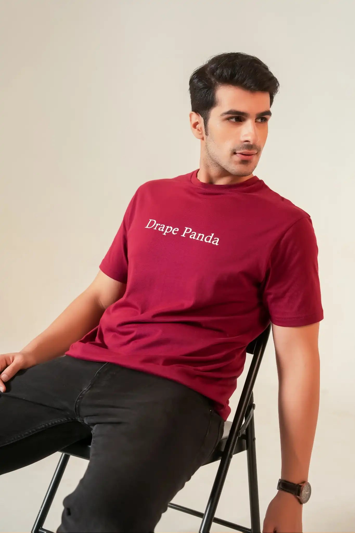 Dark Red HD Print Regular Fit Tee