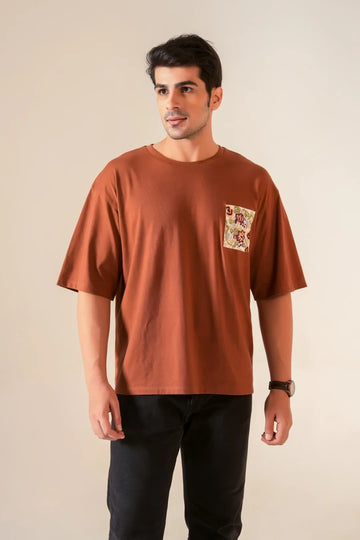 Chocolate Embroidered Patch Oversized Tee