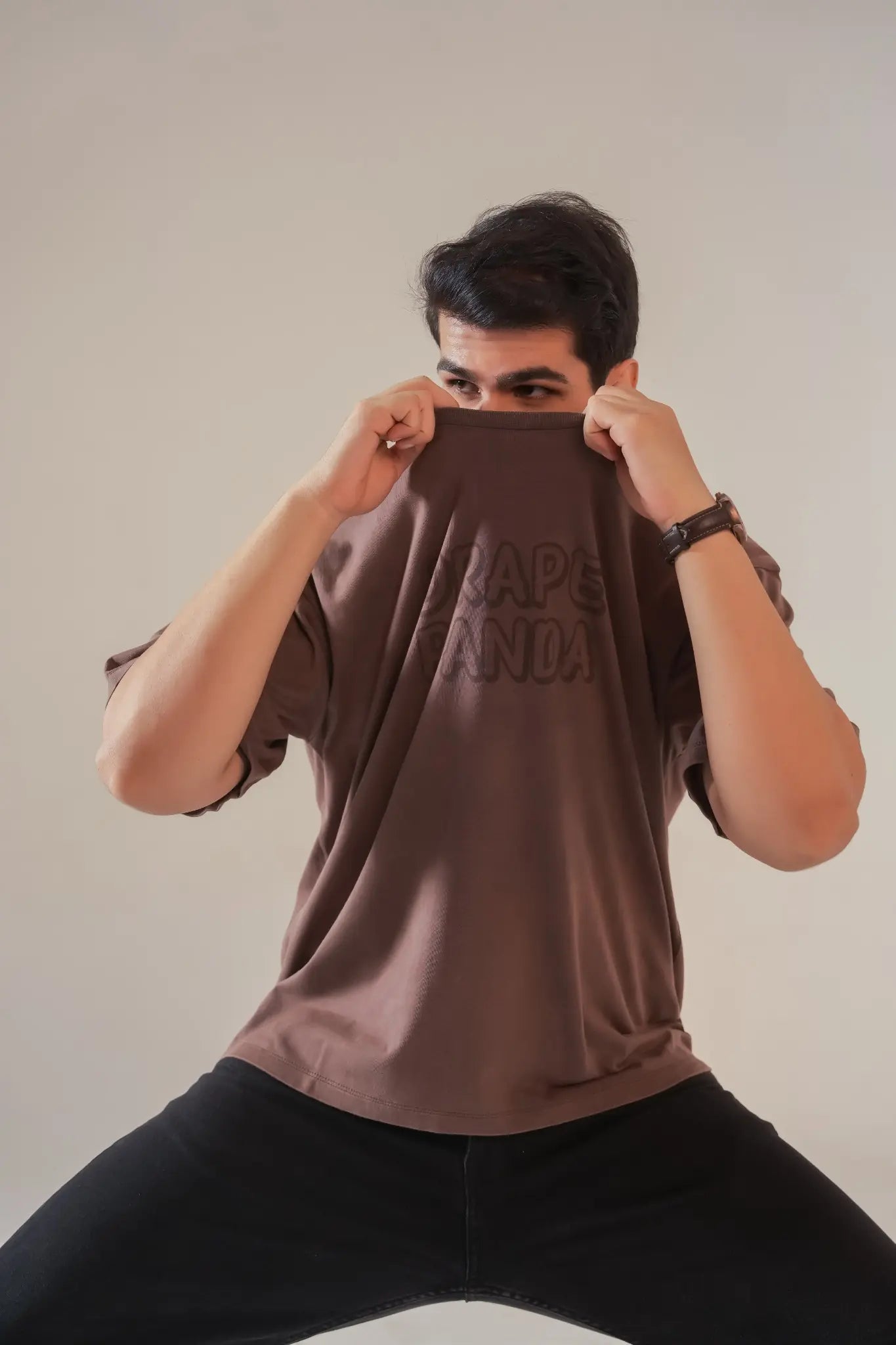 Brown Acid Wash Oversized Tee
