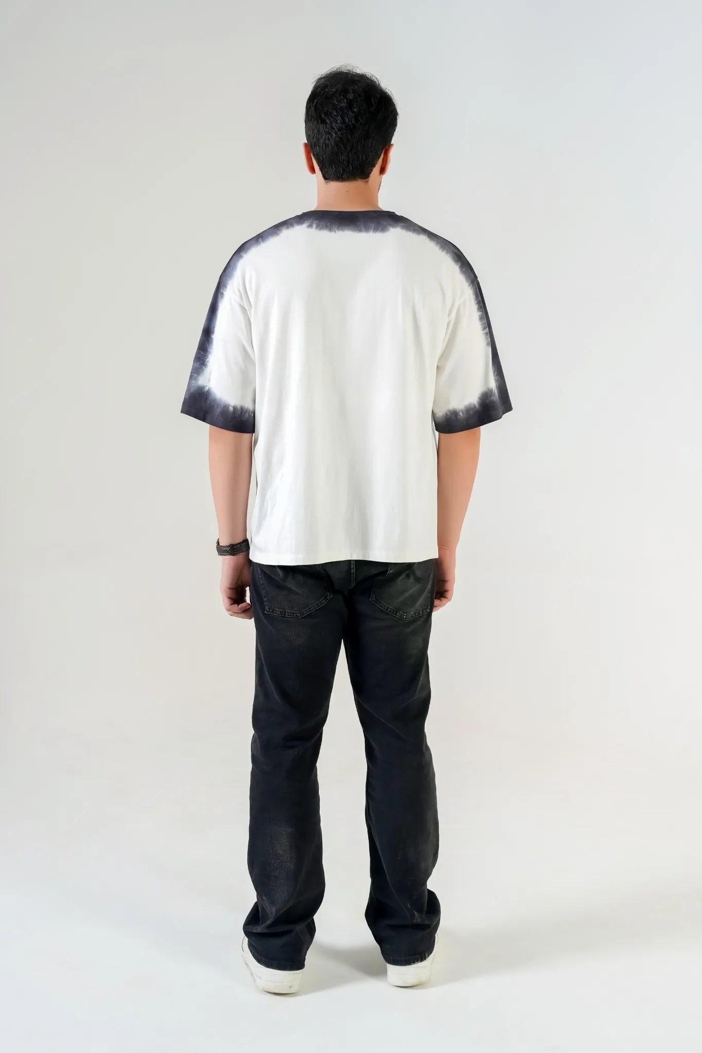Men's Tie-Dye White & Grey Oversized T-Shirt