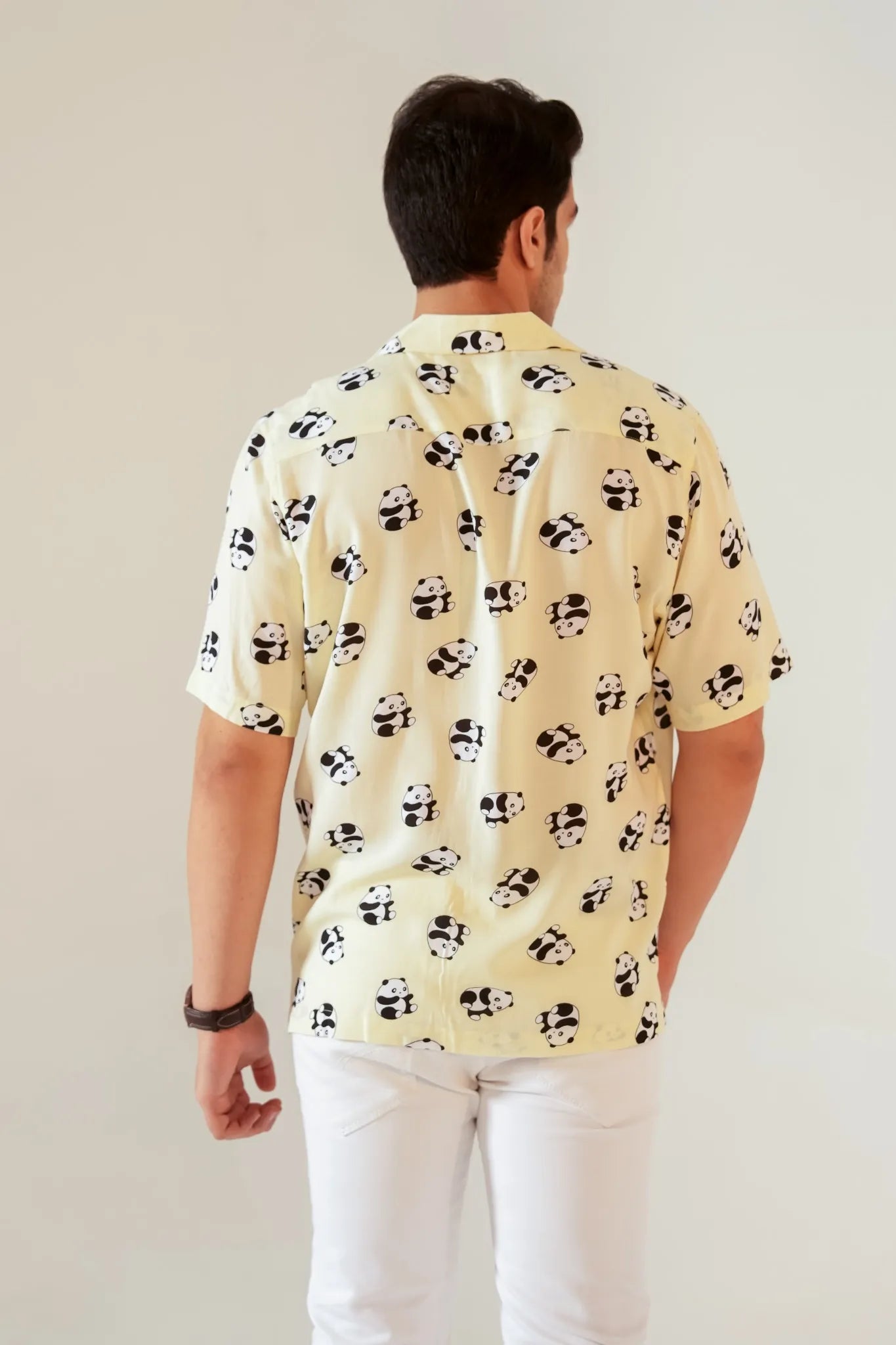 Short Sleeve Oversized Shirt with Panda Print