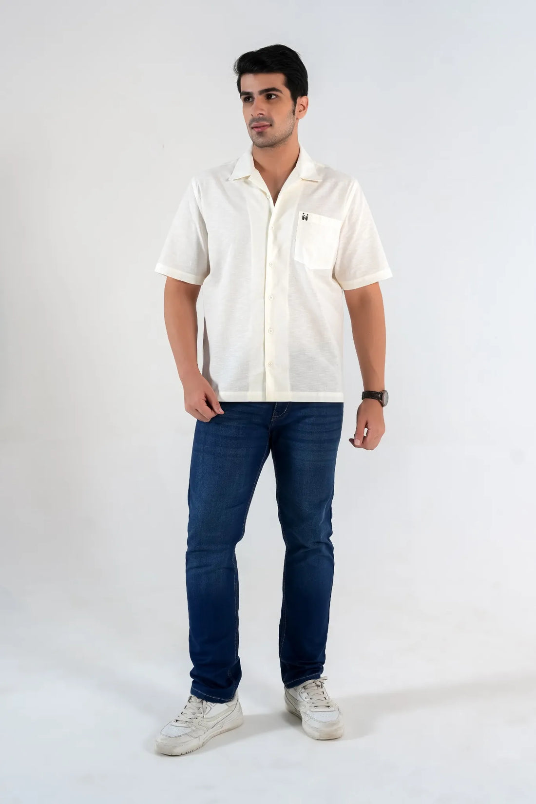 Off-White Linen Blend Oversized Shirt