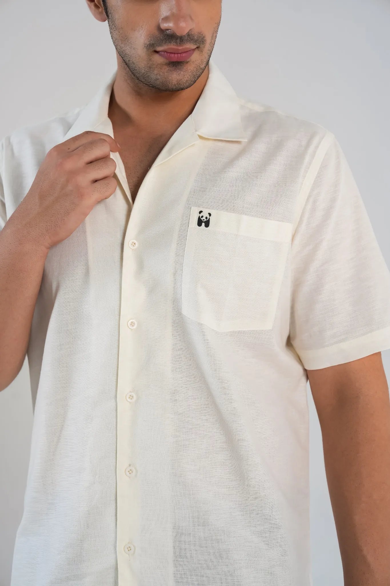 Off-White Linen Blend Oversized Shirt