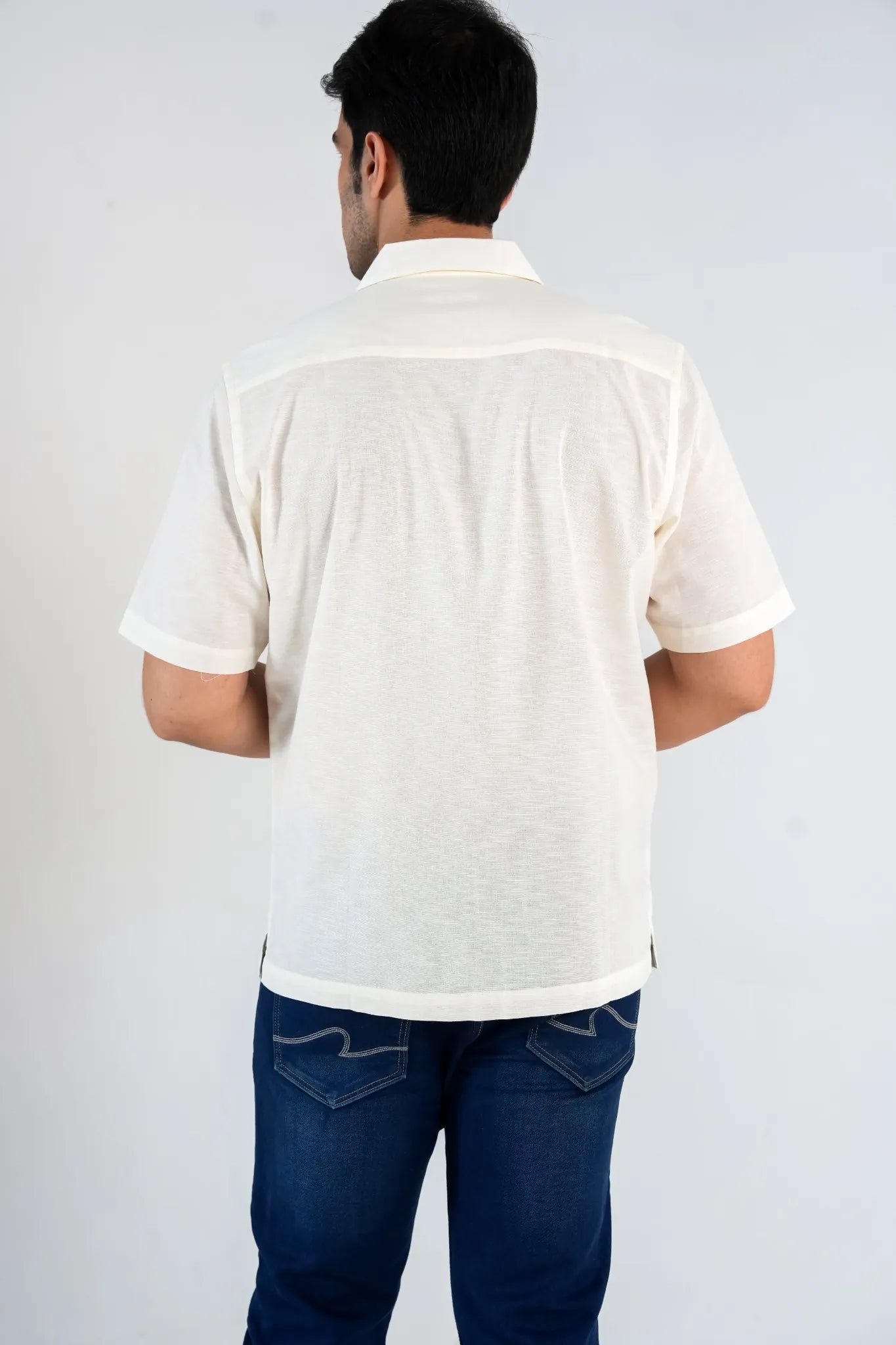 Off-White Linen Blend Oversized Shirt