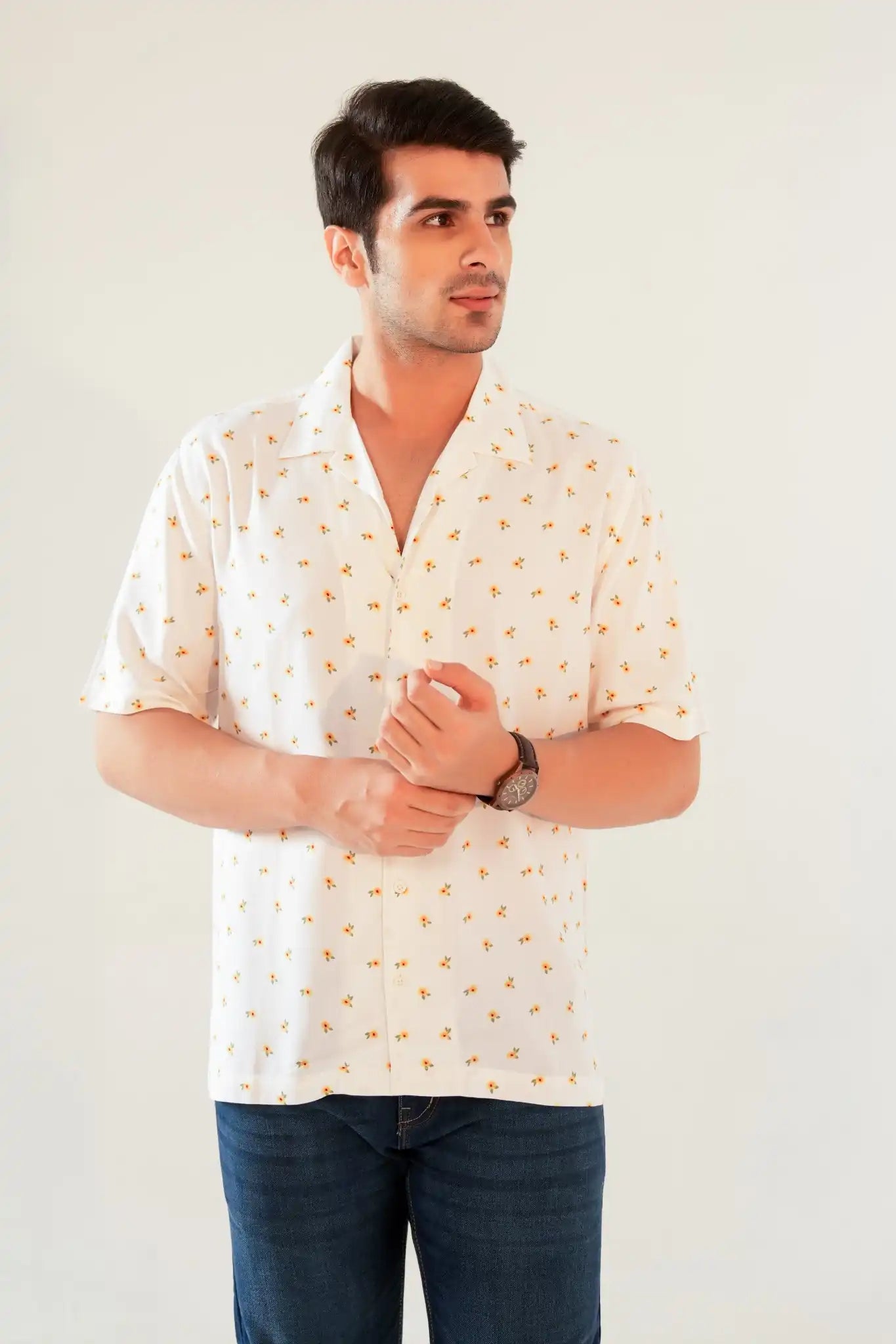 White Floral Oversized Summer Shirt