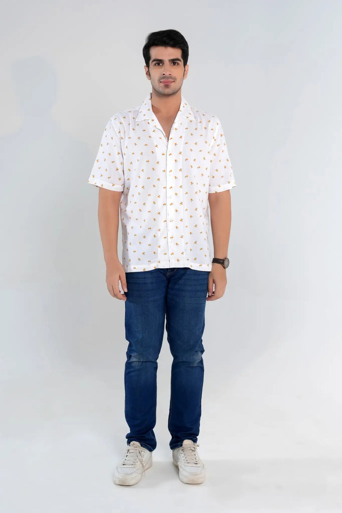 White Floral Oversized Summer Shirt
