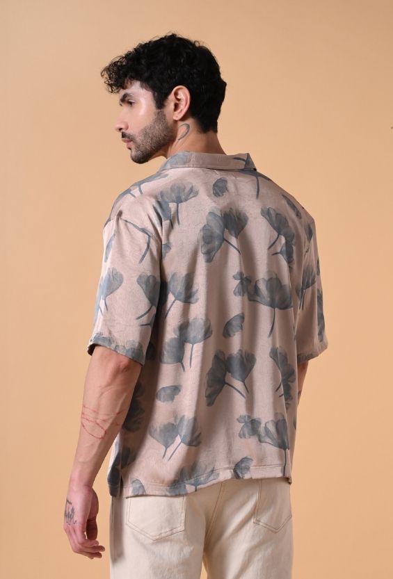 cropped oversized shirt men neutral tones