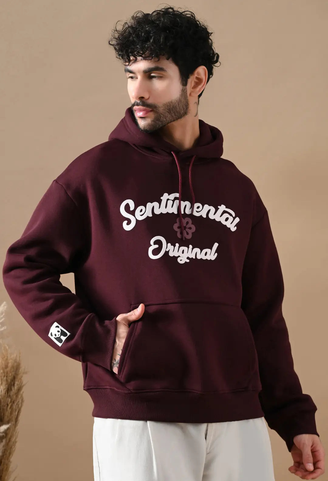 Men's Burnt Maroon Sentimental & Original Puff Print Hoodie