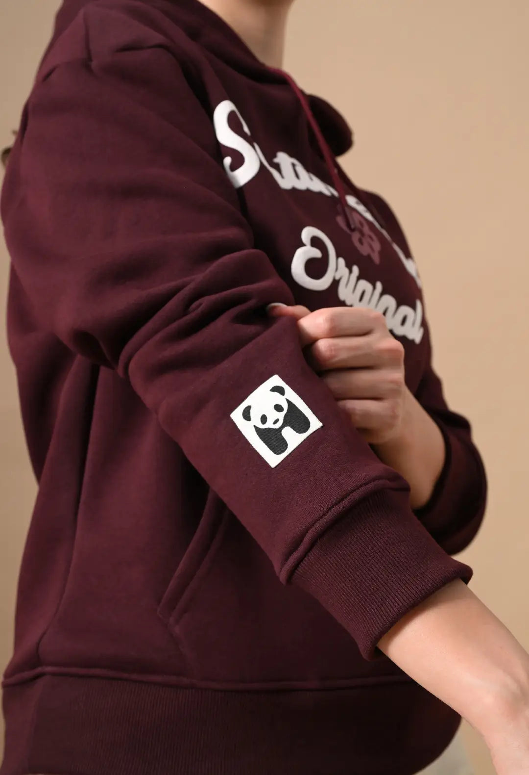 Women's Burnt Maroon Sentimental & Original Puff Print Hoodie