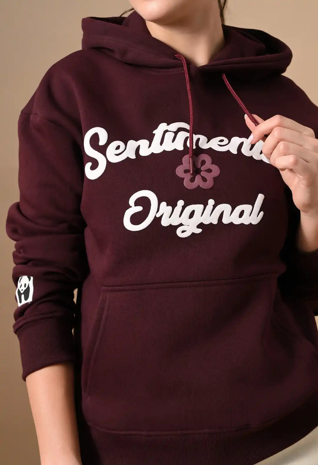 Women's Burnt Maroon Sentimental & Original Puff Print Hoodie