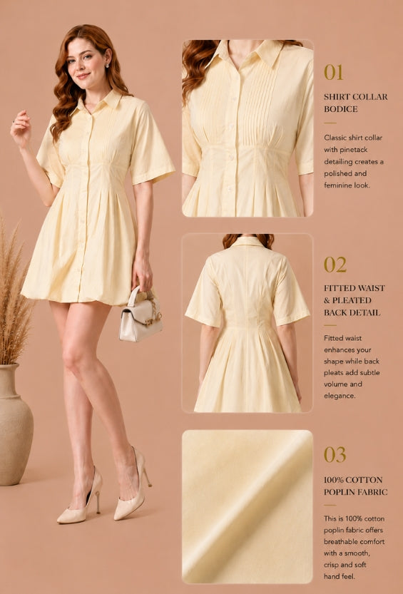 Buttercup Yellow Women's Shirt Dresses | 100% Cotton for Women