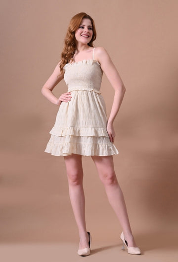 Cream Smocked Women's Smocked Dresses for Women