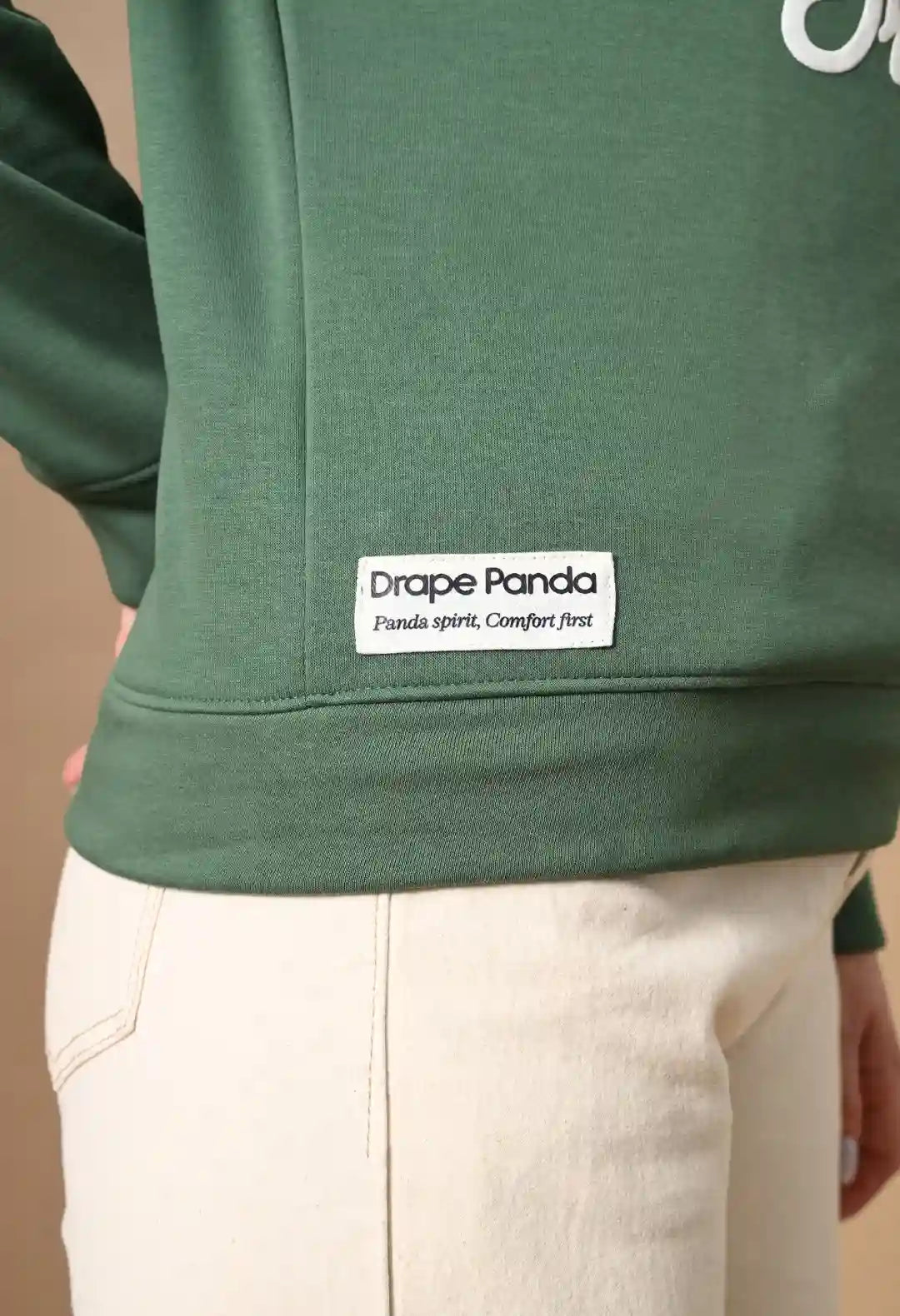 Women's Dark Green Sentimental & Original Puff print Henley neck Sweatshirt