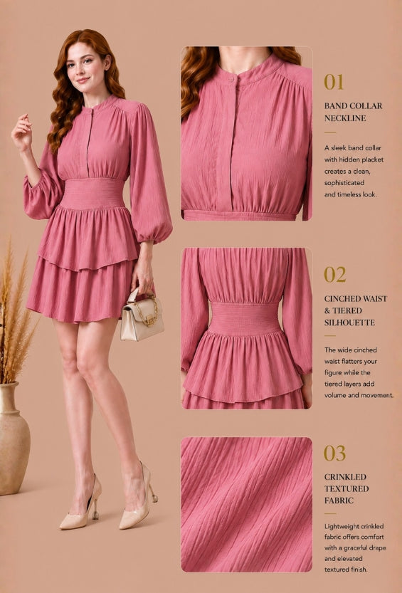 Dusty Rose Rayon Women's Tiered Dresses for Women
