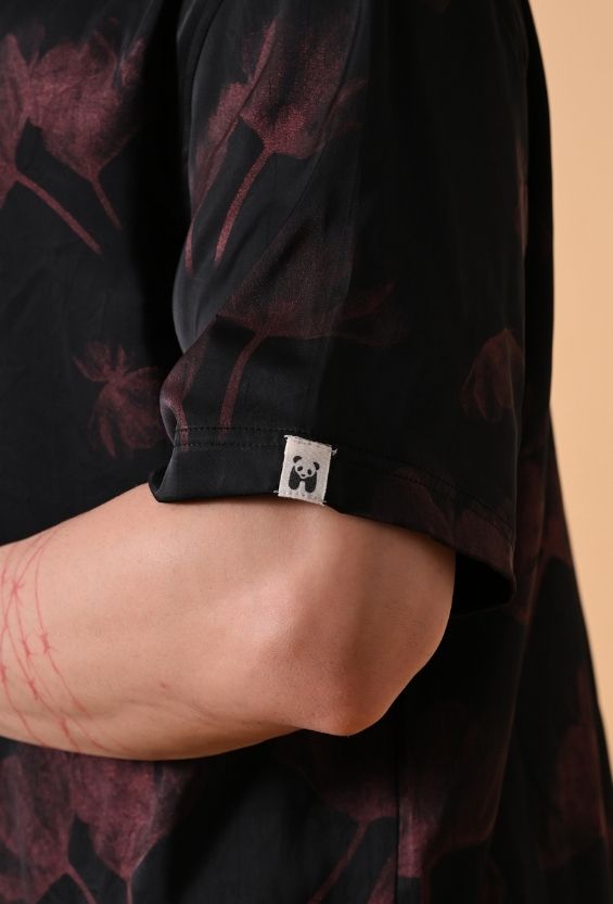 black crimson floral shirt men