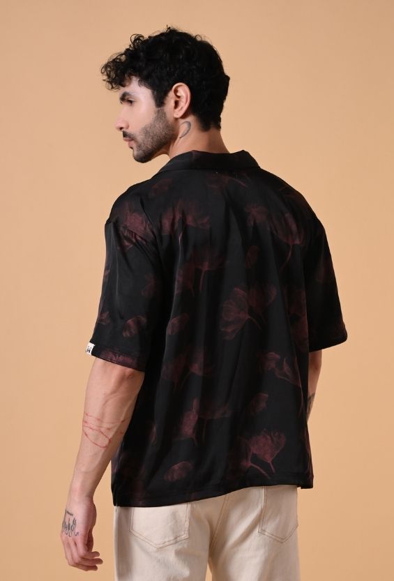 oversized black shirt men resort wear