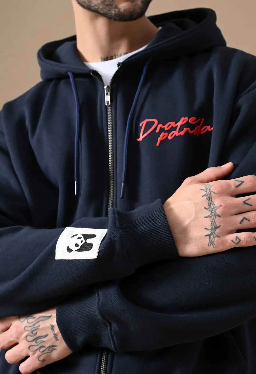 Men's Navy HD Print Zip up Hoodie