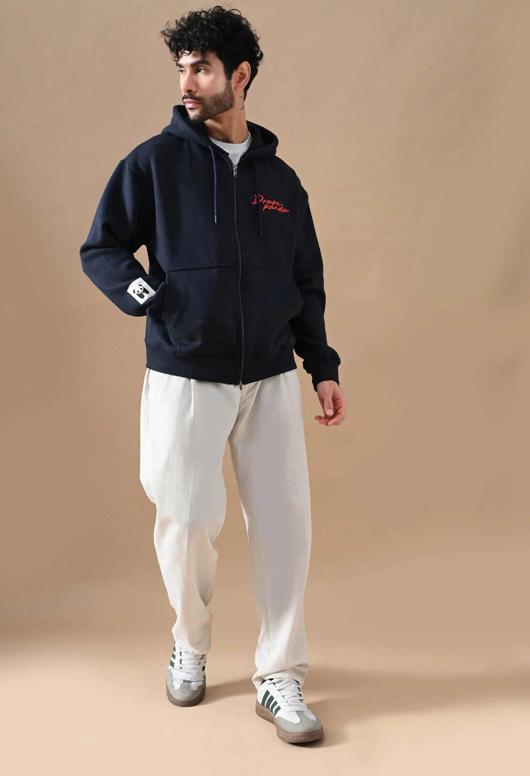 Men's Navy HD Print Zip up Hoodie