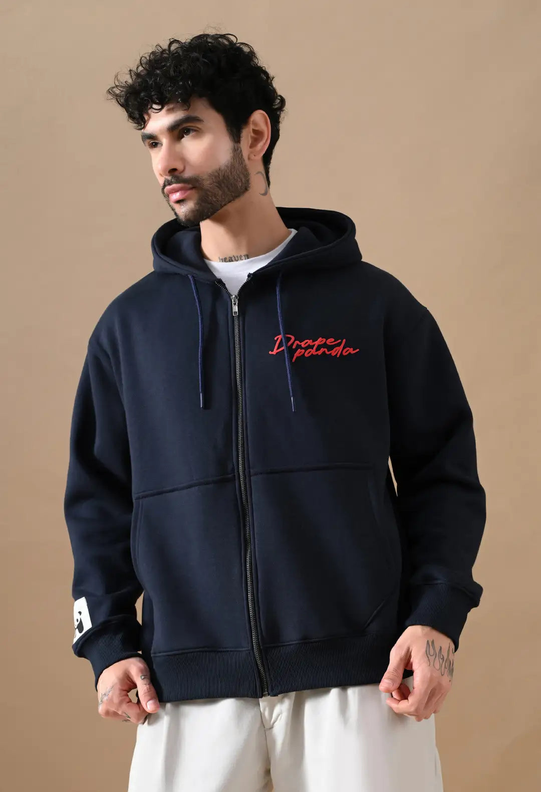 Men's Navy HD Print Zip up Hoodie