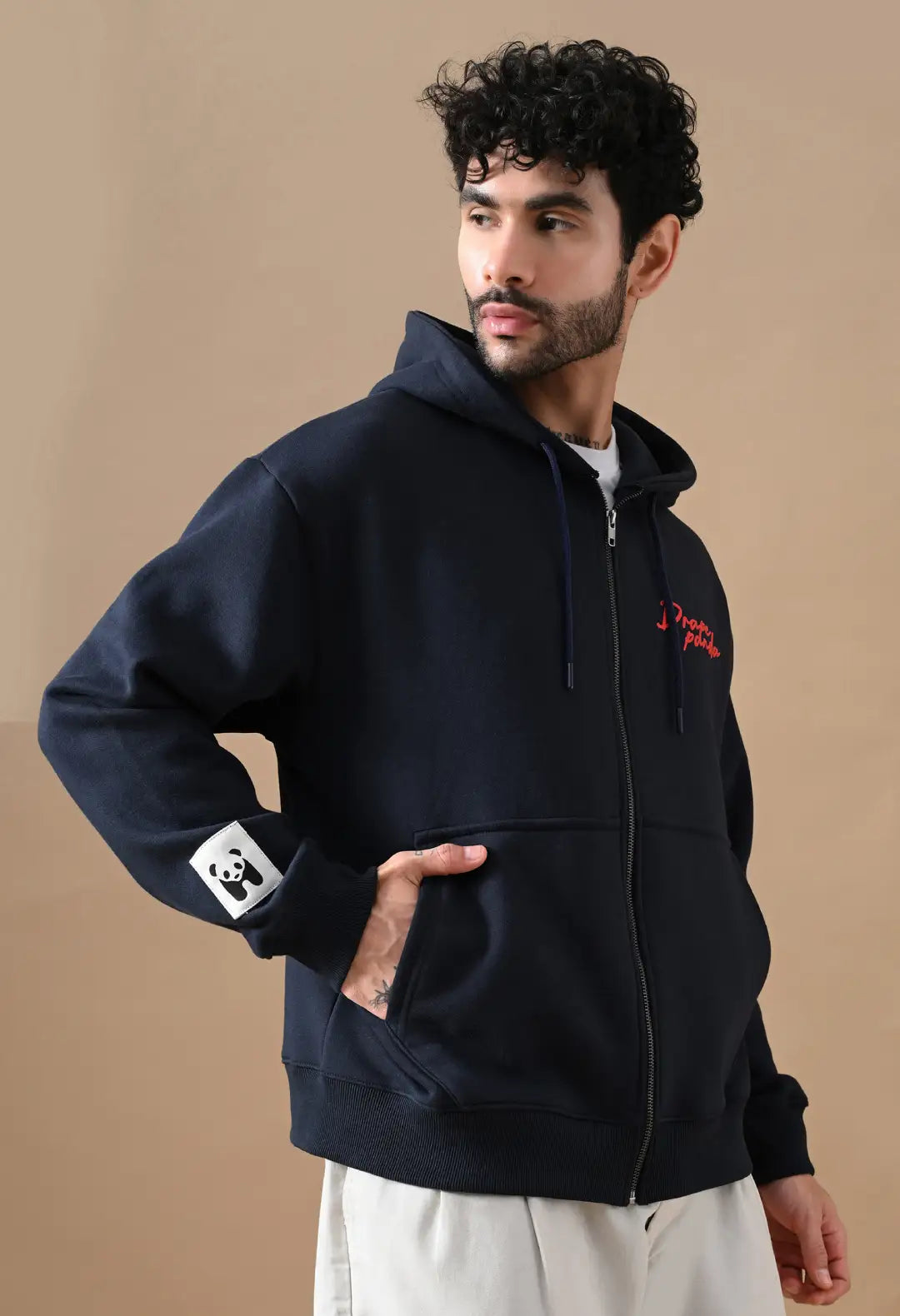 Men's Navy HD Print Zip up Hoodie