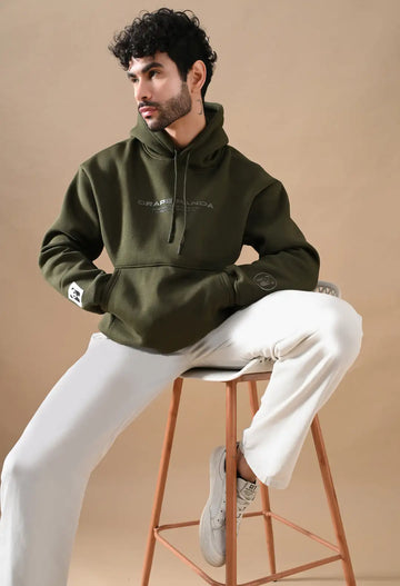 Men's Olive Green tonal Graphic Hoodie