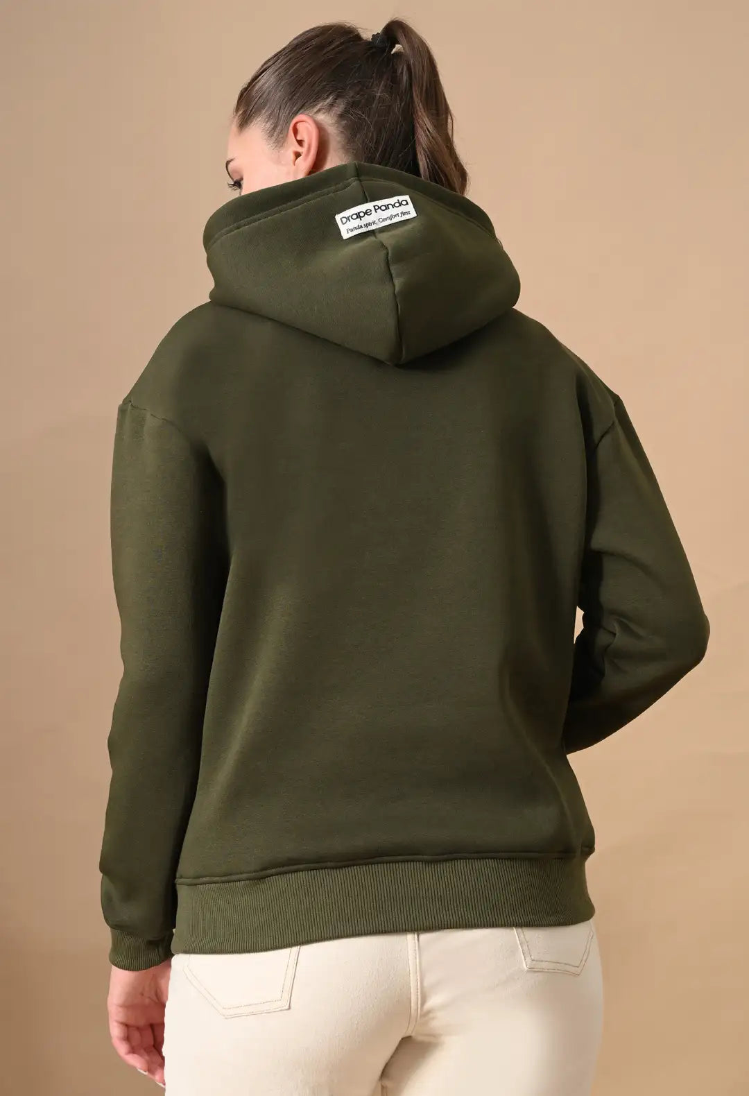 Women's Olive Green tonal Graphic Hoodie
