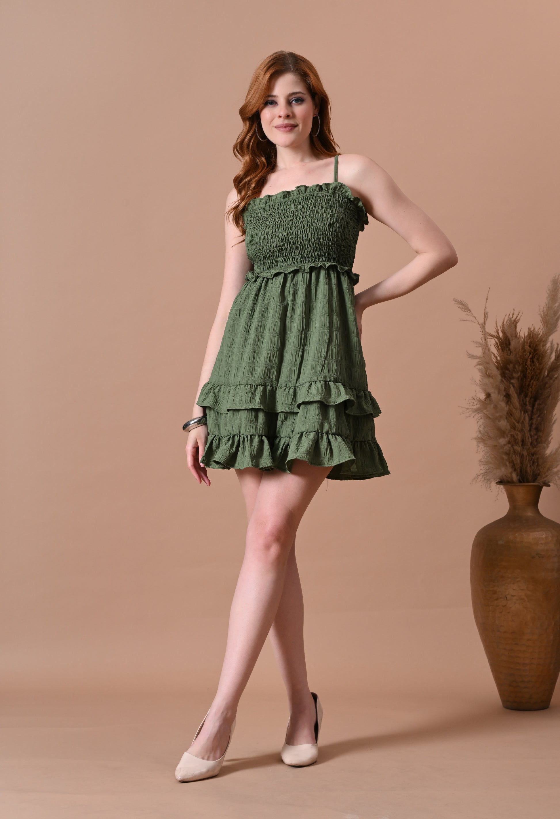 casual olive green dress Women's Summer Dress Olive Green, Muslin Dress Midi, Casual Cottagecore Dress, Short sleeve cotton Dress, Every Day Dress