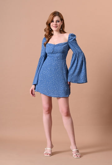 Blue Women's Printed Mini Dresses for Women