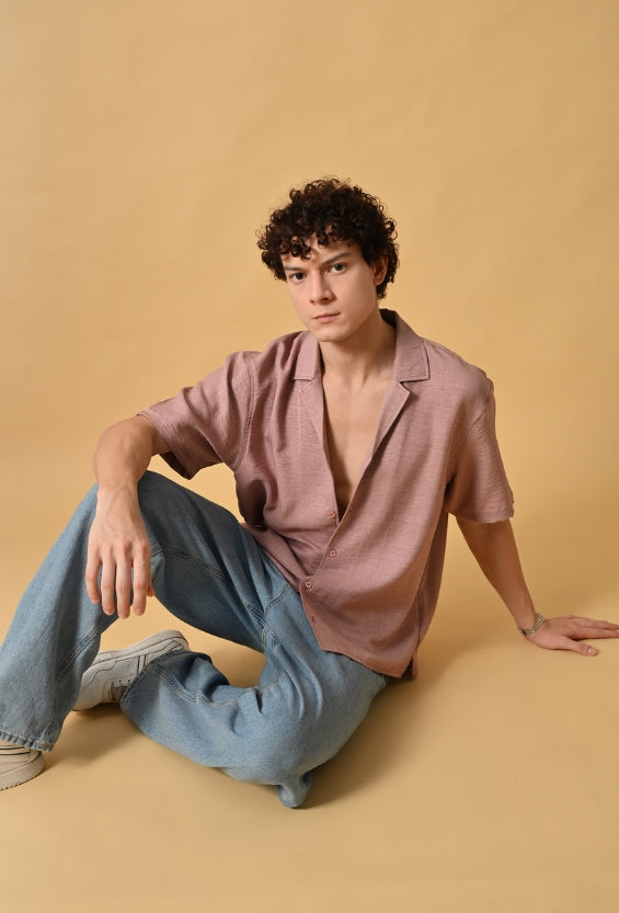 Rosewood Dust Oversized Resort Shirt For Men