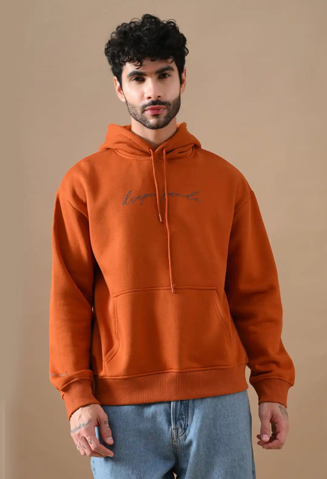 Men's Rust Orange HD print Hoodie