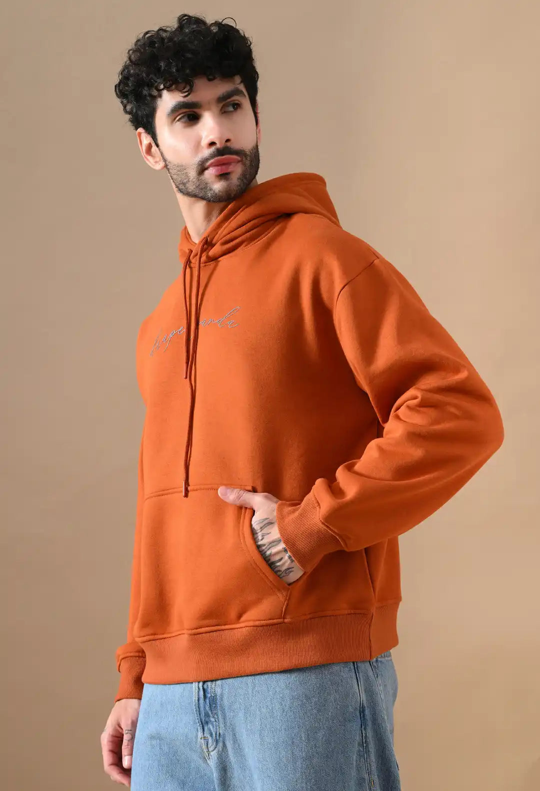 Men's Rust Orange HD print Hoodie
