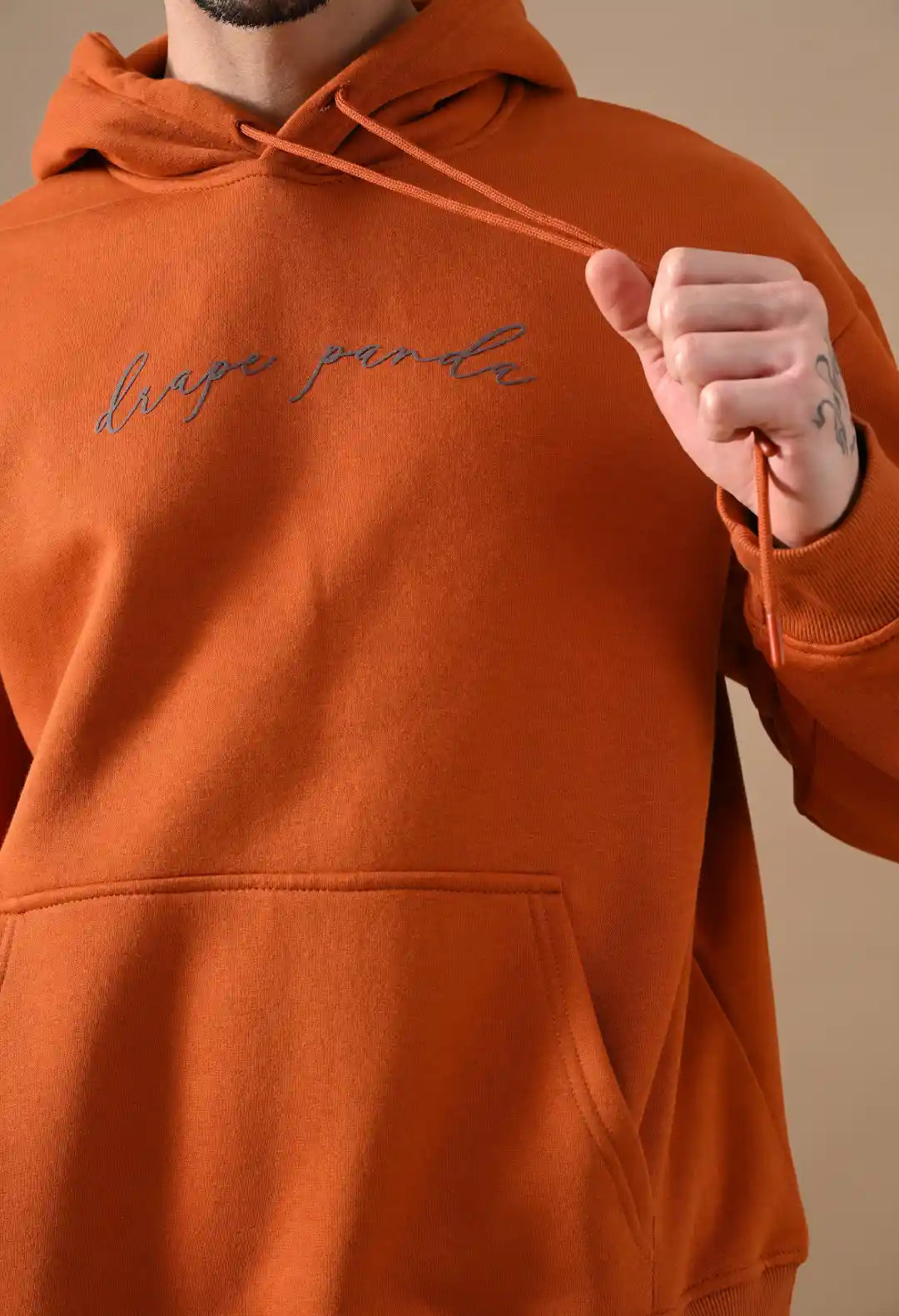 Men's Rust Orange HD print Hoodie
