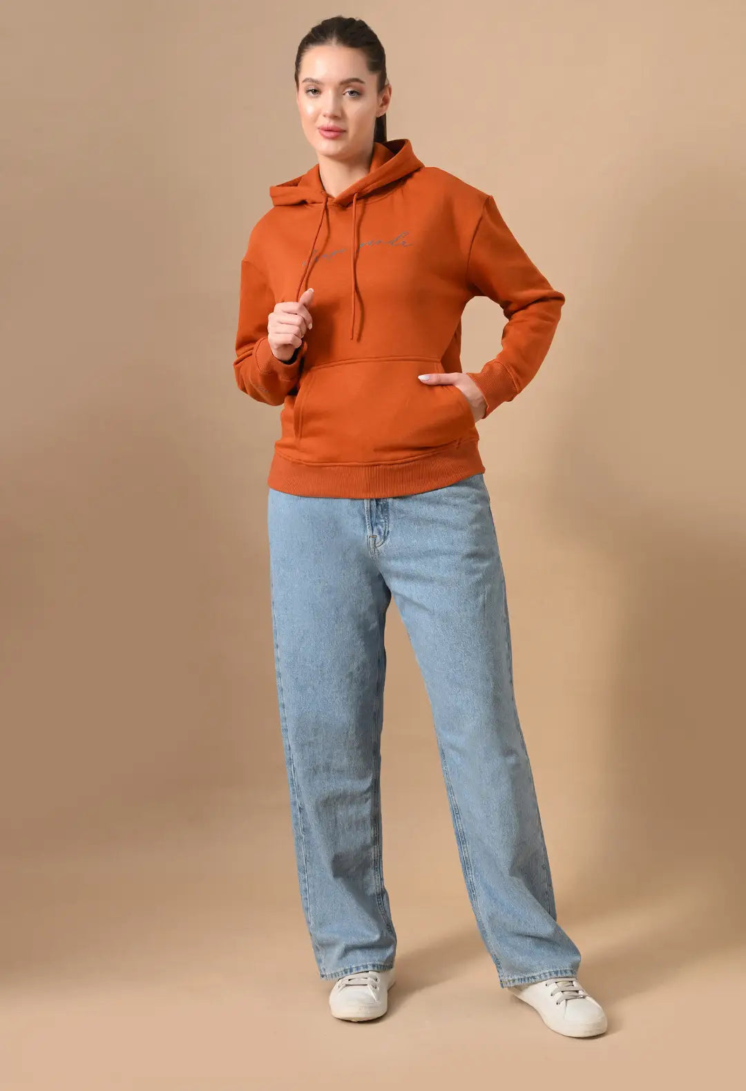 Women's Rust Orange HD print Hoodie