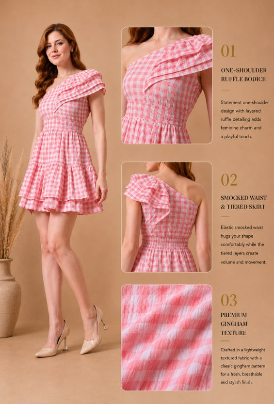 Pink Sleeveless Women's Tiered Dresses | 100% Cotton for Women