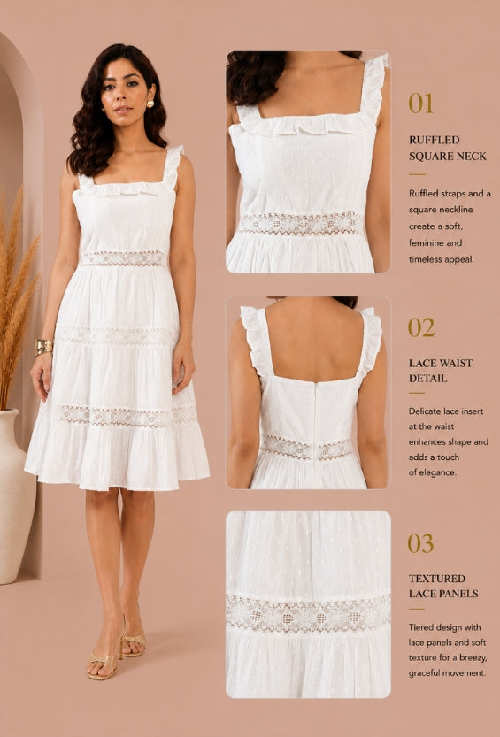 White Cottagecore Women's Cottagecore Dresses for Women